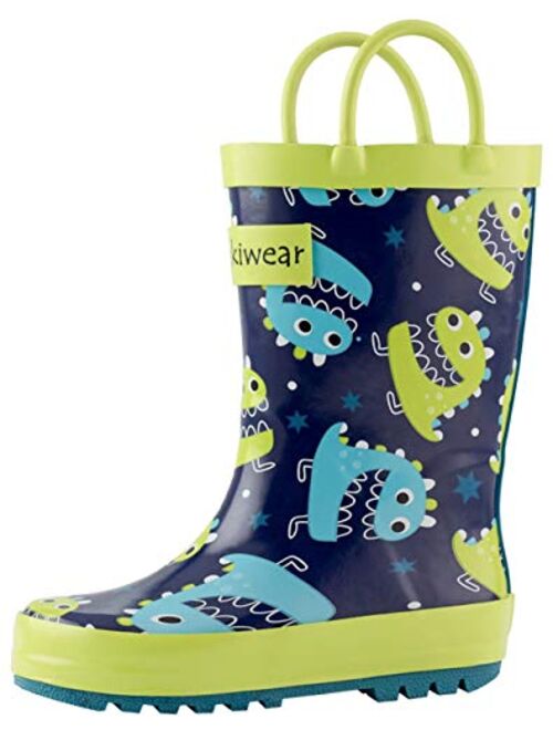 Oaki - Botas de lluvia impermeables, hechas de goma, con asas para poner y quitar fácilmente