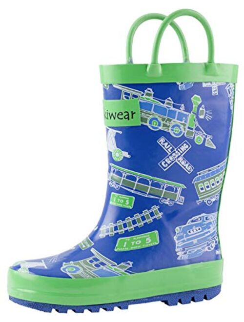 Oaki - Botas de lluvia impermeables, hechas de goma, con asas para poner y quitar fácilmente