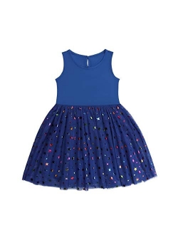 DaniChins Girls Sleeveless Tutu Dress Layered Tulle Sparkle Dress for Girls