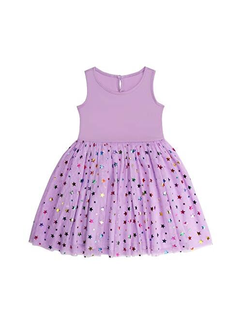 DaniChins Girls Sleeveless Tutu Dress Layered Tulle Sparkle Dress for Girls