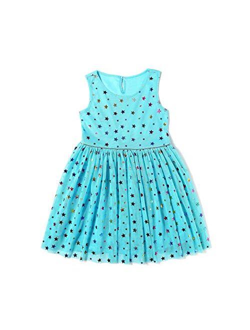 DaniChins Girls Sleeveless Tutu Dress Layered Tulle Sparkle Dress for Girls