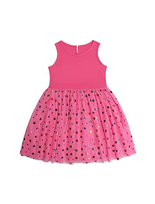 DaniChins Girls Sleeveless Tutu Dress Layered Tulle Sparkle Dress for Girls