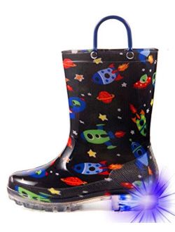 Hugrain Light Up Rain Boots for Little Kids