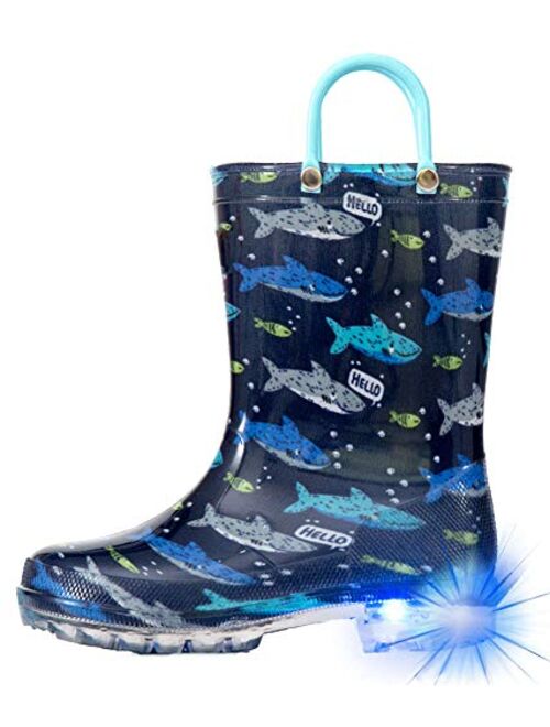 Hugrain Light Up Rain Boots for Little Kids