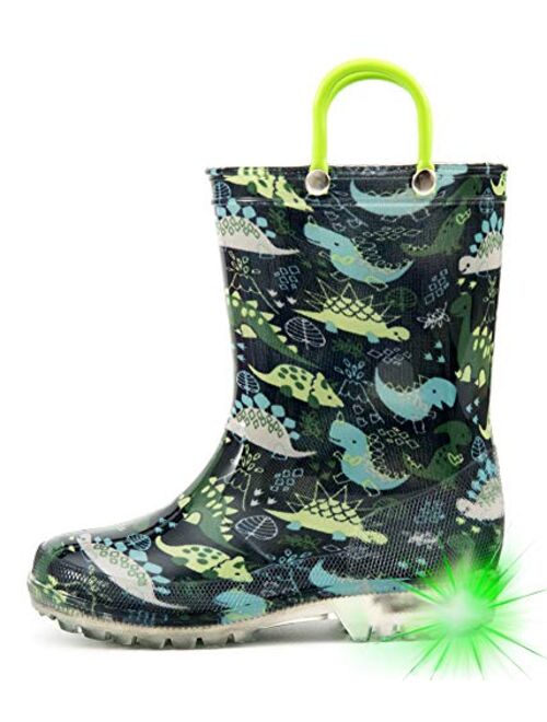 Hugrain Light Up Rain Boots for Little Kids