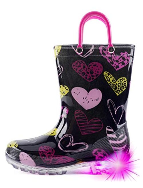 Hugrain Light Up Rain Boots for Little Kids