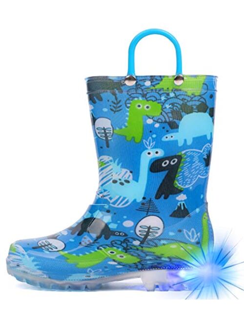 Hugrain Light Up Rain Boots for Little Kids