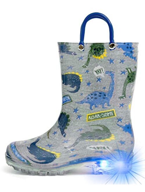 Hugrain Light Up Rain Boots for Little Kids