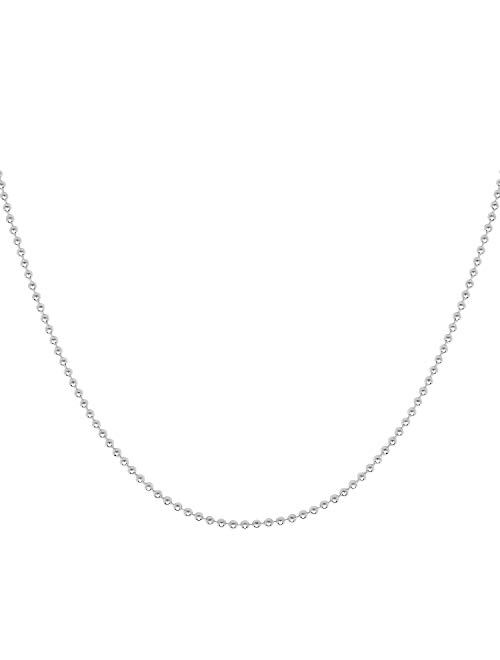 Verona Jewelers 925 Sterling Silver Italian 1.5MM, 2MM Silver Bead Ball Chain Necklace, Sterling Silver Bead Necklace, Silver Ball Necklaces, Italian Bead Necklace, Solid