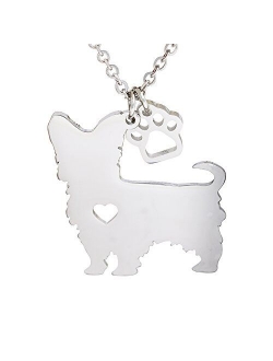 Melix Animal Yorkie Labrador Pitbull Husky Alaskan Akita Boxer Corgi Dachshund German Shepherd Golden Retriever Stainless Steel Pet Dog Doggy Pendant Necklace Gift