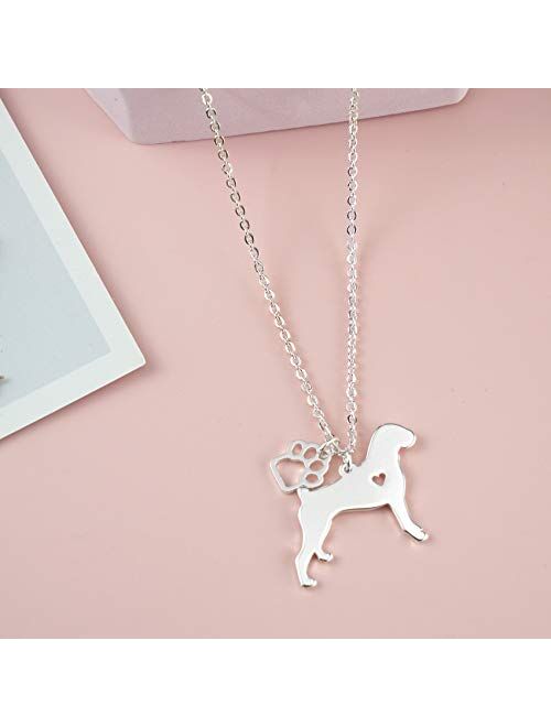 Melix Animal Yorkie Labrador Pitbull Husky Alaskan Akita Boxer Corgi Dachshund German Shepherd Golden Retriever Stainless Steel Pet Dog Doggy Pendant Necklace Gift