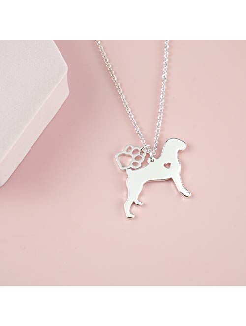 Melix Animal Yorkie Labrador Pitbull Husky Alaskan Akita Boxer Corgi Dachshund German Shepherd Golden Retriever Stainless Steel Pet Dog Doggy Pendant Necklace Gift