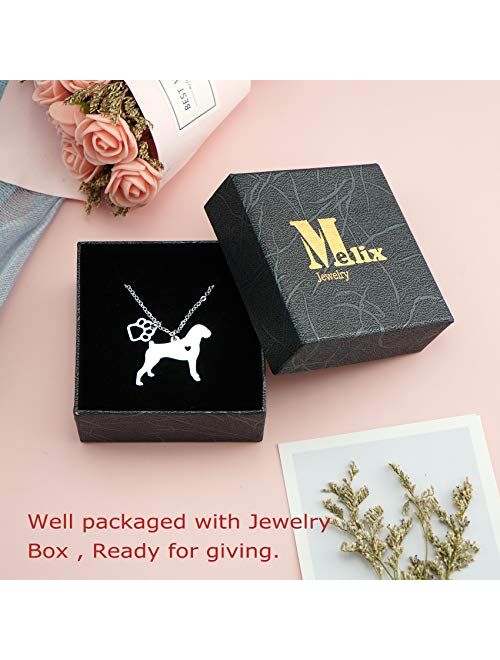 Melix Animal Yorkie Labrador Pitbull Husky Alaskan Akita Boxer Corgi Dachshund German Shepherd Golden Retriever Stainless Steel Pet Dog Doggy Pendant Necklace Gift