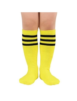 Durio Kids Soccer Socks Soft Cotton Toddler Soccer Socks for Boys and Girls Knee High Sports Tube Socks