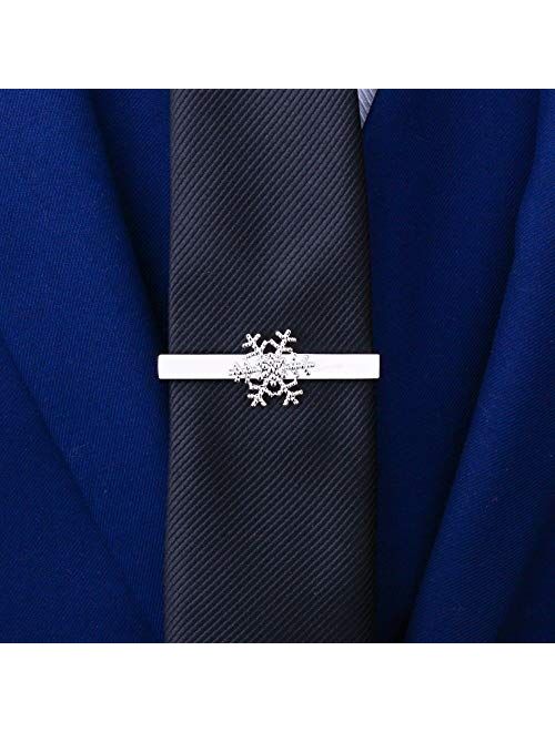 LXFENG Cufflinks and Tie Clip Set Snowflake Shape Men's French Shirt Suit Decoration Tie Clip and Cufflinks 2 Piece Set (Silver)