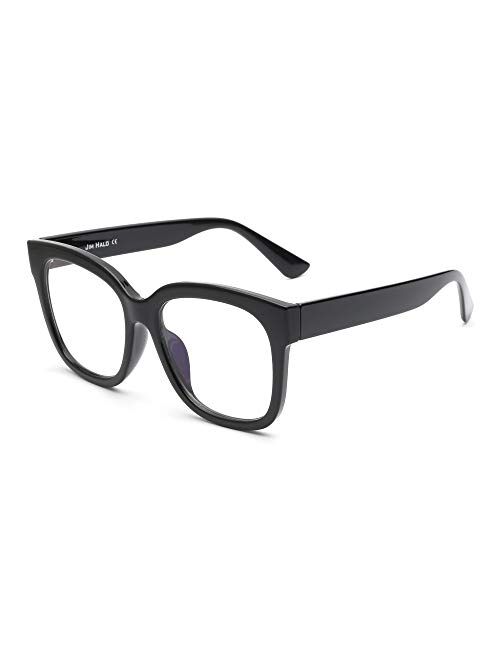 JIM HALO Blue Light Blocker Glasses for Women Oversized Square Computer Glasses Reduce Eye Strain