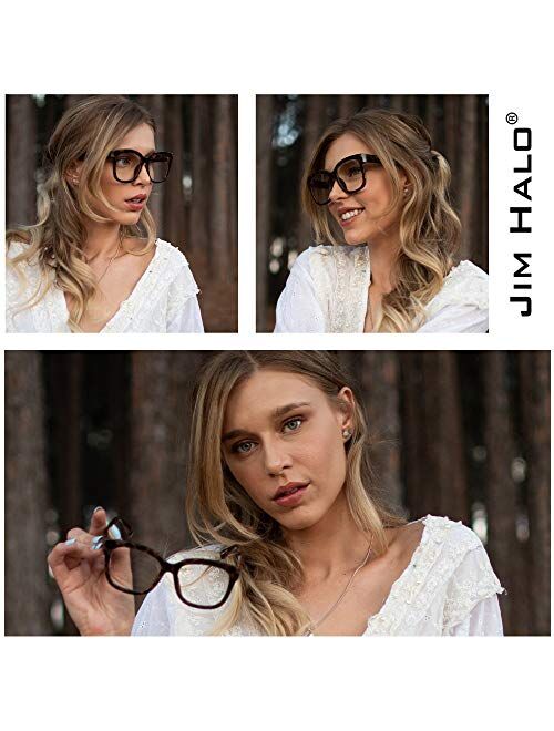 JIM HALO Blue Light Blocker Glasses for Women Oversized Square Computer Glasses Reduce Eye Strain