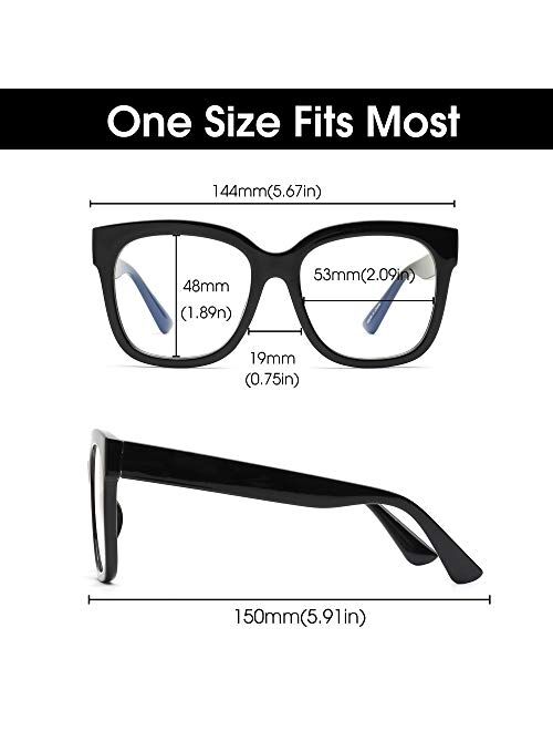 JIM HALO Blue Light Blocker Glasses for Women Oversized Square Computer Glasses Reduce Eye Strain