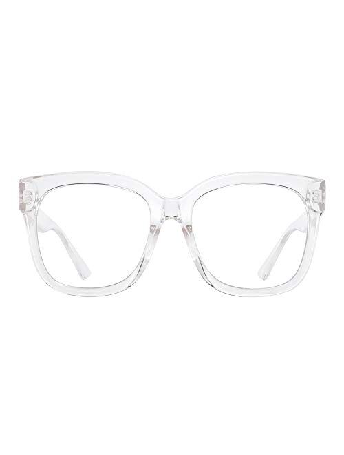 JIM HALO Blue Light Blocker Glasses for Women Oversized Square Computer Glasses Reduce Eye Strain