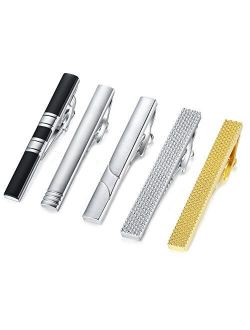 5pcs Mens Tie Clip Bar Set Normal Size for Business Wedding Gift 5.4cm