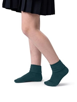 Silky Toes Boys Girls Turn Cuff Bamboo Socks for School Uniform, 3 or 6 Pk Triple Roll Dress Crew Seamless Socks