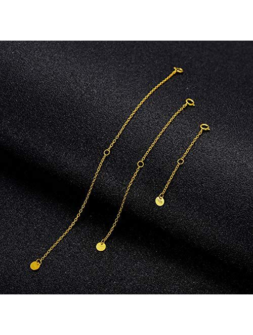 LONAGO 3 Pieces 925 Sterling Silver Necklace Extender Chain Bracelet Anklet Extension Set Adjustable Length, 2"+4"+6"