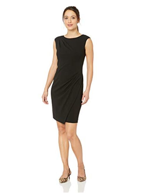 Calvin Klein Women's Petite Cap Sleeve Dress with Front Overlay