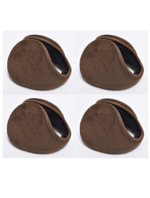 Neaer 4 PCS Unisex Men Women Faux Furry Fleece Winter Solid Soft Plush Ear Muffs Earmuffs Earwarmers-(1PC Black,1PC Coffee,1PC Gray,1PC Navy)