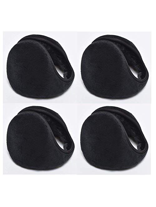 Neaer 4 PCS Unisex Men Women Faux Furry Fleece Winter Solid Soft Plush Ear Muffs Earmuffs Earwarmers-(1PC Black,1PC Coffee,1PC Gray,1PC Navy)