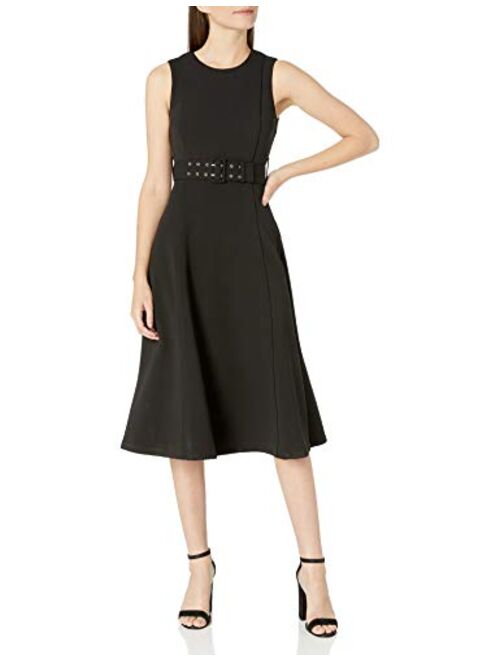 Calvin Klein Women's Sleeveless A-line Dress with Self Belt
