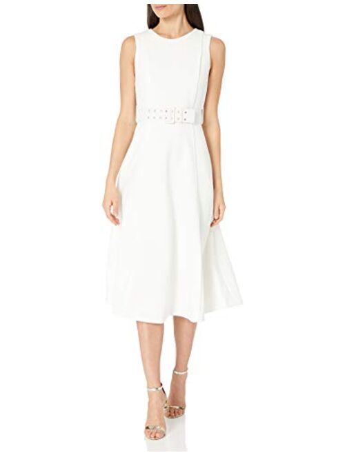 Calvin Klein Women's Sleeveless A-line Dress with Self Belt