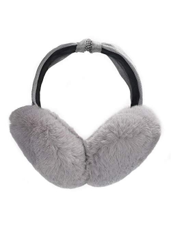 ZLYC Winter Faux Fur Foldable Earmuffs Cute Fuzzy Ear Muffs for Women Girls