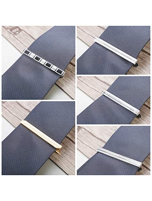 LOLIAS 10 Pcs Tie Clips for Men Tie Bar Clip Set for Regular Ties Necktie Wedding Business Clips with Gift Box