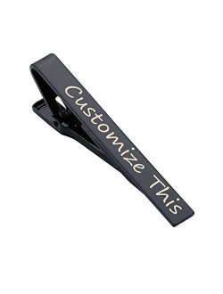 Jovivi Free Engraving - Personalized Custom Stainless Steel Mens Mirror Tie Bar Clip