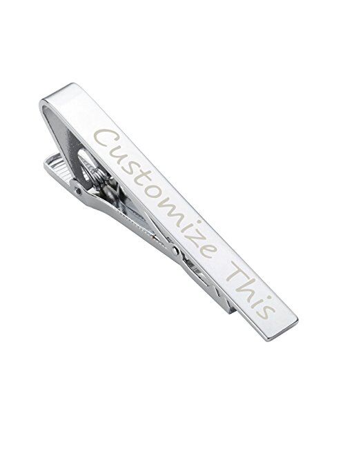 Jovivi Free Engraving - Personalized Custom Stainless Steel Mens Mirror Tie Bar Clip