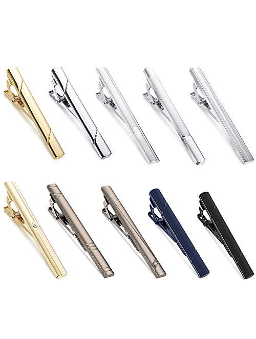 Thunaraz 8-12Pcs Tie Clips Set for Men Tie Bar Clip Set for Regular Ties Necktie Wedding Business Clips for Men