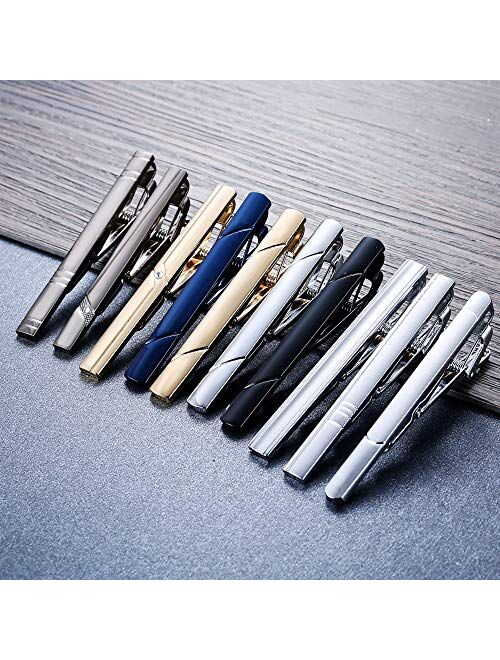 Thunaraz 8-12Pcs Tie Clips Set for Men Tie Bar Clip Set for Regular Ties Necktie Wedding Business Clips for Men