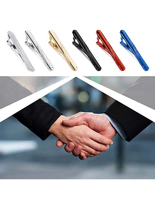 Hanpabum 12 Pcs Tie Clips Set for Men Tie Bar Clip Set for Regular Ties Necktie Wedding Business Clips with Gift Box