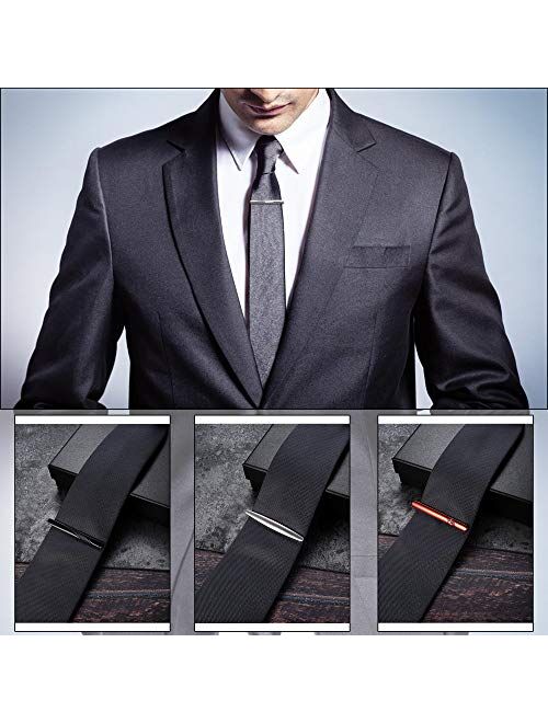 Hanpabum 12 Pcs Tie Clips Set for Men Tie Bar Clip Set for Regular Ties Necktie Wedding Business Clips with Gift Box