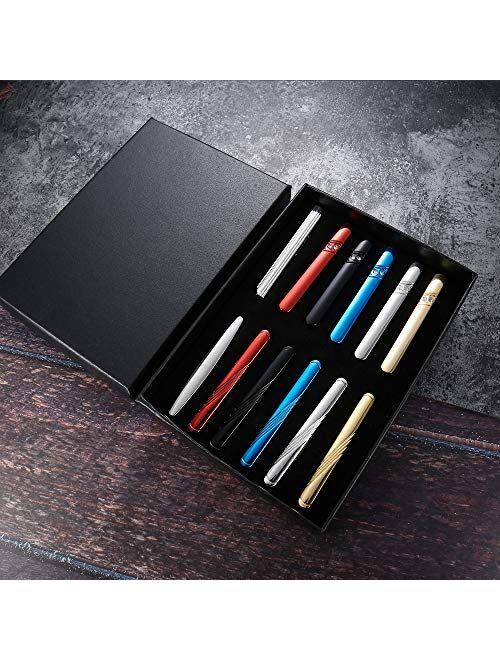 Hanpabum 12 Pcs Tie Clips Set for Men Tie Bar Clip Set for Regular Ties Necktie Wedding Business Clips with Gift Box