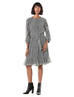 Women's Printed Wrap Front Long Sleeve Dress