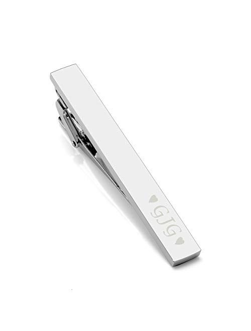 Jovivi Personalized Custom Message Men's Tie Clip Bar for Skinny Necktie Ties Engraved Free, Groomsmen Mans Fathers Day