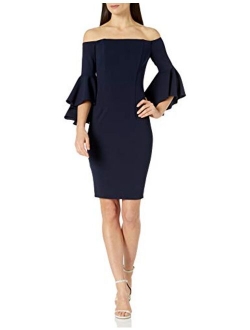 Women's One Shoulder Solid Sheath Dress