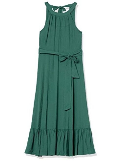 Women's Midi Dress with Halter Tie Neck and Self Sash