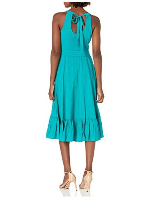 Calvin Klein Women's Midi Dress with Halter Tie Neck and Self Sash