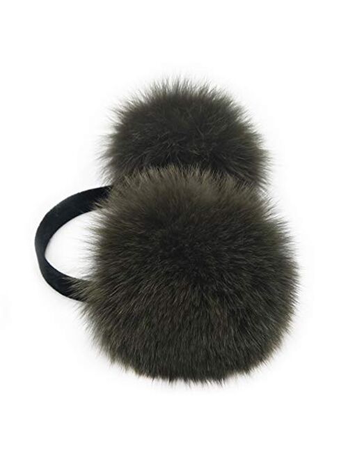 HIMA 100% Real Fox Fur Winter Earmuff, Made in US