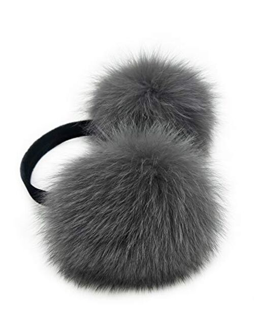 HIMA 100% Real Fox Fur Winter Earmuff, Made in US