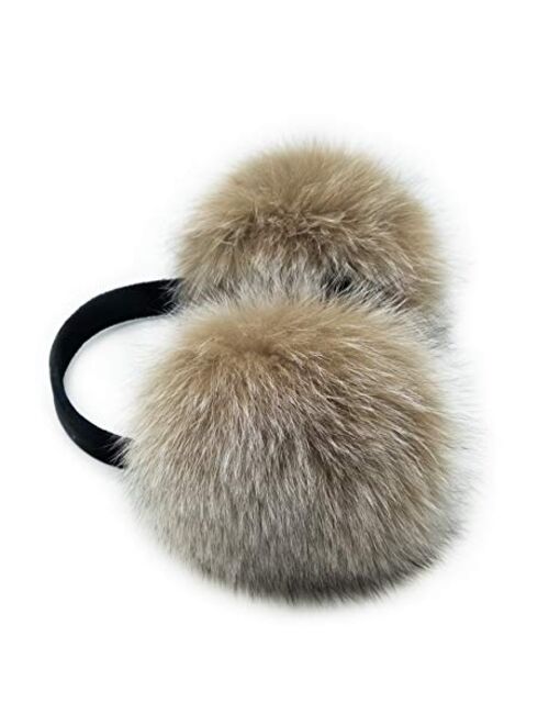 HIMA 100% Real Fox Fur Winter Earmuff, Made in US