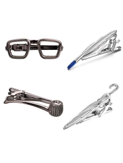 Yoursfs Personalized Glasses Mustache Tie Clip Black Vintage Funny Pins with Tools Prop Tie Clip Novelty for Men