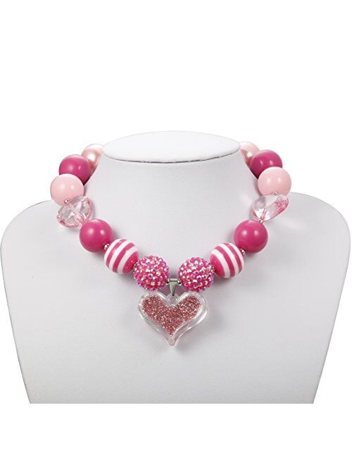 Finrezio 2 Pairs Cute Chunky Bubblegum Necklace and Bracelet Set for Girls